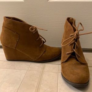 Brown suede booties
